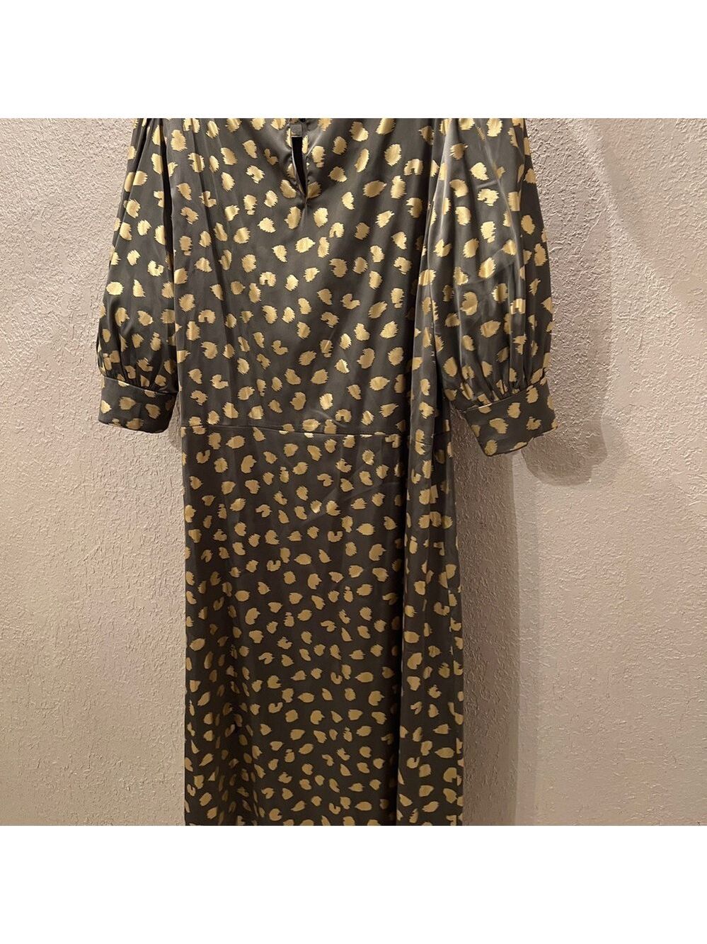 Manoush Paris EUC Metallic Gold Animal Print Midi Dress FR 38 (US 6) - Picture 3 of 6